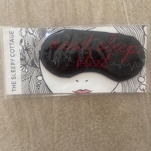 NEW The Sleepy Cottage Need Sleep Stat Black and Red Sleep Eye Mask